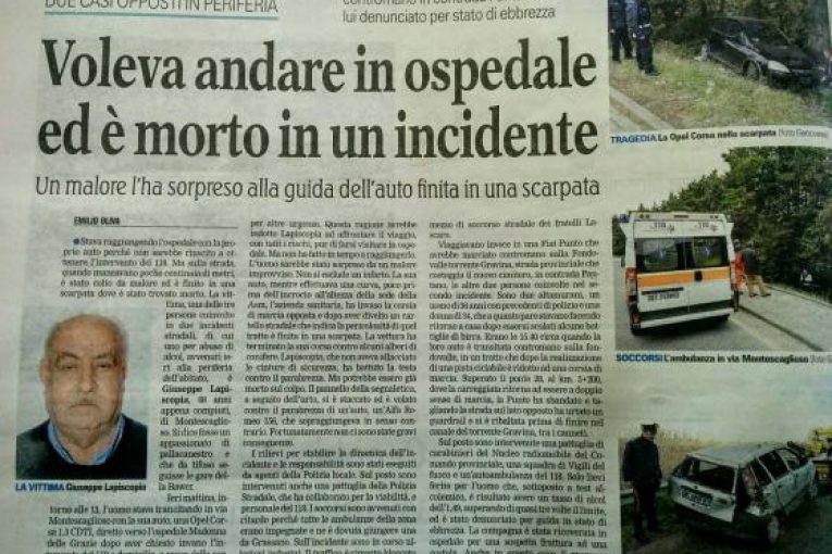 Montescaglioso: perde la vita in un incidente stradale