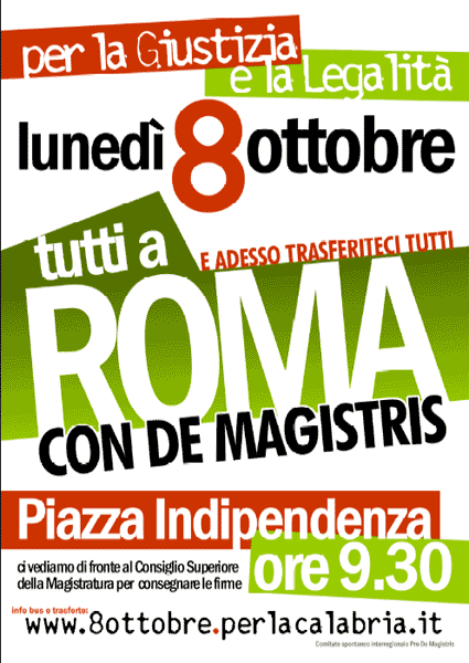 8 ottobre tutti a roma PRO De Magistris