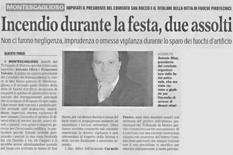 Assolto il coordinatore del comitato feste patronali