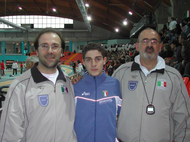 Donato azzurro ad Ancona 2006 , insieme al suo tecnico   Antonio Catalano ,  e al DT Angelo Dichio