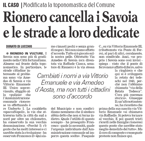 Via i Savoia a Rionero