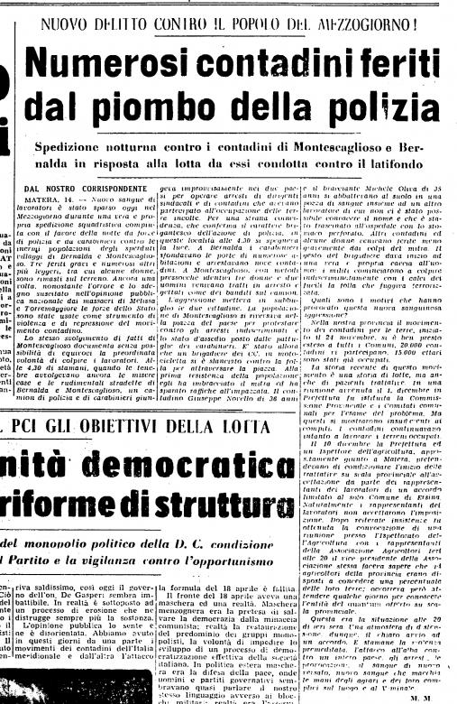 L'Unità (Giornale del PCI) del 15 dicembre 1949.