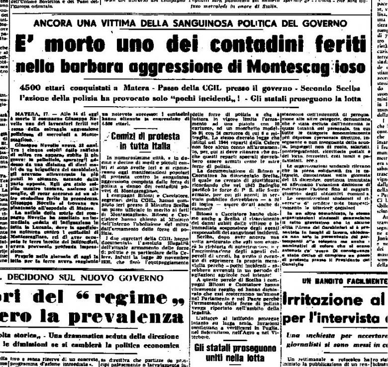 L'Unità (giornale del PCI) del 18 Dicembre 1949.