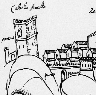 Castello longobardo (veduta del 1593 c.a.)