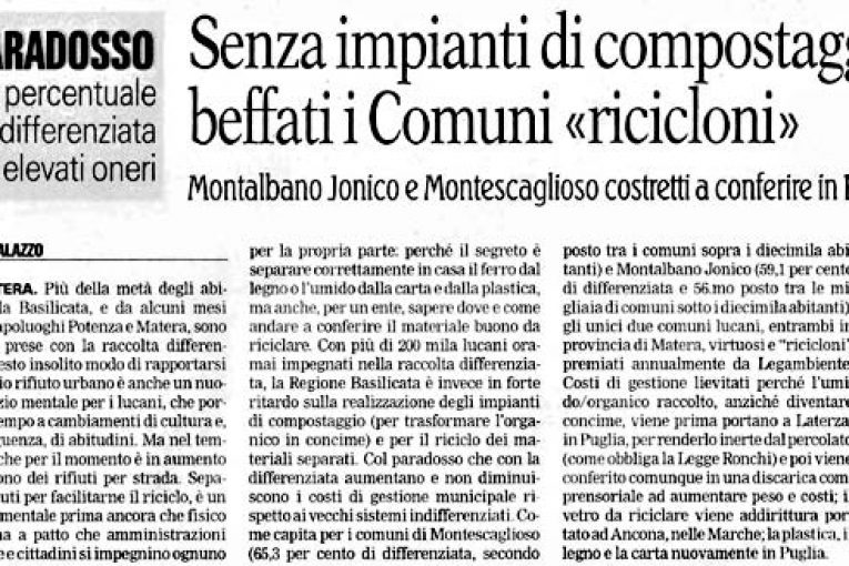 Beffa per i comuni ricicloni