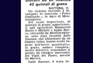 22 LUGLIO: INCENDIATI 45 QUINTALI DI GRANO