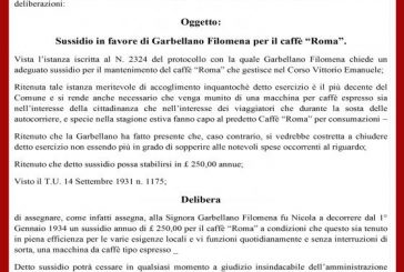 Sussidio caffè “Roma”