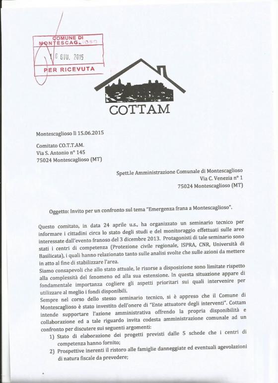 COTTAM offre il suo aiuto all’amministrazione comunale