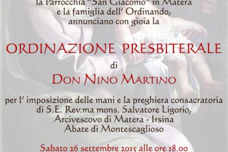 Preparazione all’Ordinazione Sacerdotale  del Diacono Nino Martino di Montescaglioso (MT)