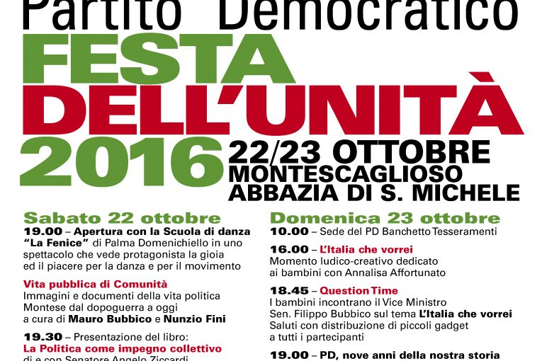 PD Festa Dell’Unità  22-23 Ottobre Montescaglioso