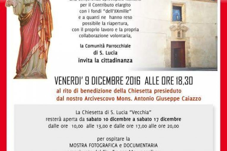 Benedizione Solenne restaurata Chiesetta di Santa Lucia Vecchia