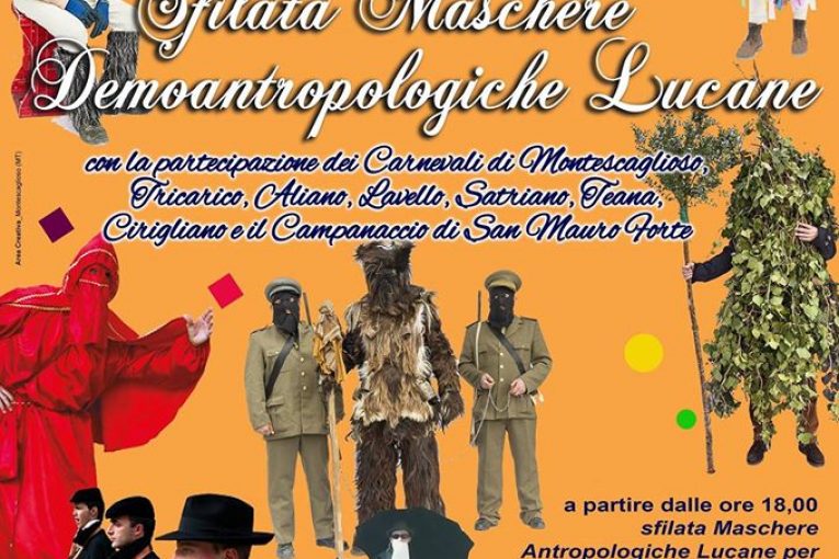Montescaglioso, sfilata maschere demoantropologiche dei Carnevali tradizionali lucani