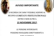 Nuovo Comitato Feste Patronali, aderisci anche Tu!