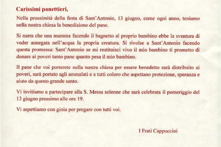 Lettera ai panifici di Montescaglioso