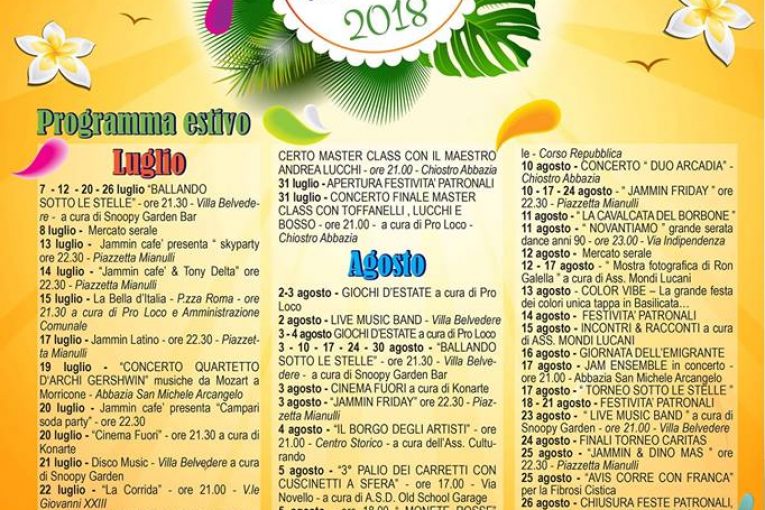 Montescaglioso, programma estivo SERE D’ESTATE A MONTE