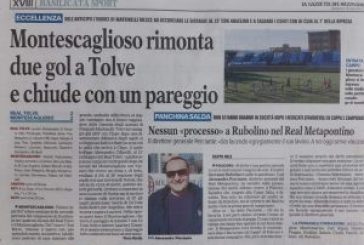 Montescaglioso rimonta due gol a Tolve e chiude con un pareggio