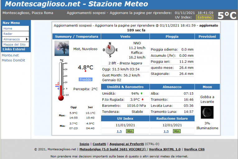 Montescaglioso, Installata stazione meteo professionale.